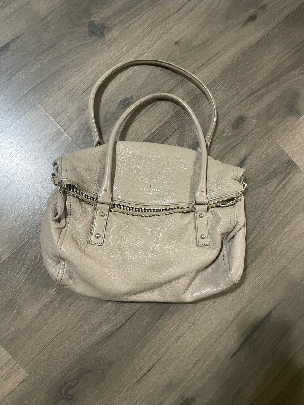 Kate ♠️ Spade Leather Shoulder Satchel in Taupe